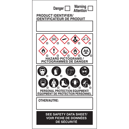 OTS WHMIS Labels, Vinyl, Sheet, 4" L x 2" W Toolneeds Inc.