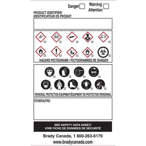 OTS WHMIS Labels, Vinyl, Sheet, 5" L x 5" W Toolneeds Inc.