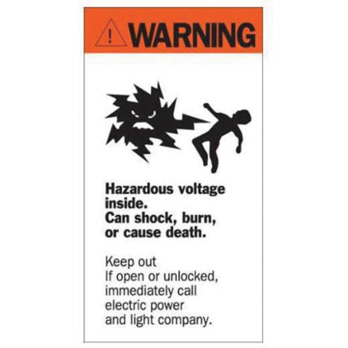 Enseigne Warning Hazardous Voltage, 8" x 4-1/2", Acrylique, Anglais avec pictogramme Toolneeds Inc.