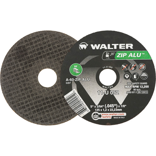 Zip Alu Cut-Off Wheel, 5" x 3/64", 7/8" Arbor, Type 1, Aluminum Oxide, 12200 RPM Toolneeds Inc.