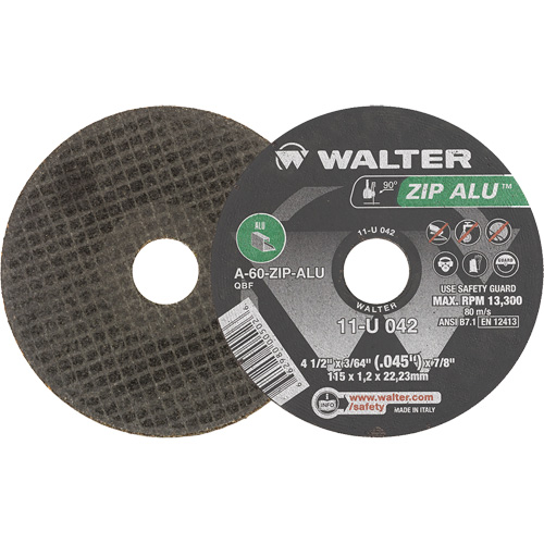 Zip Alu Cut-Off Wheel, 4-1/2" x 3/64", 7/8" Arbor, Type 1, Aluminum Oxide, 13300 RPM Toolneeds Inc.