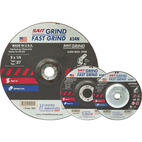 A24N Fast Grinding Wheel, 9" x 1/4", 7/8" Arbor, Aluminum Oxide, Type 27 Toolneeds Inc.