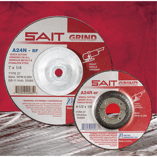 A24N Fast Grinding Wheel, 6" x 1/4", 7/8" Arbor, Aluminum Oxide, Type 27 Toolneeds Inc.