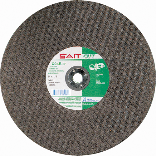 C24R Concrete High Speed Cut-Off Wheel, 14" x 1/8", 1" Arbor, Type 1, Silicon Carbide, 5400 RPM Toolneeds Inc.