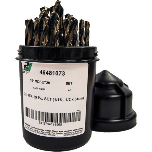 Foret pour m&eacute;canicien s&eacute;rie courte 135° - 1/16" &agrave; 1/2" par 1/64", 29 morceaux, Acier rapide Toolneeds Inc.