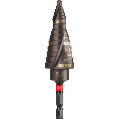 #8 Shockwave Impact Duty Step Drill Bit, 1/2" - 1" , 1/16" Increments, Titanium Toolneeds Inc.