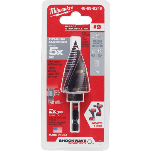 Foret &eacute;tag&eacute; #9 Shockwave Impact Duty, 7/8" - 1-1/8", Incr&eacute;ments de 1/4", Titane Toolneeds Inc.