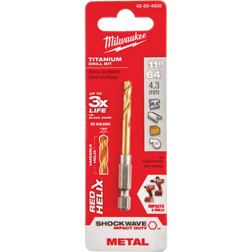 Shockwave Drill Bit, 11/64", Titanium, 1-3/32" Flute, 135° Point Toolneeds Inc.
