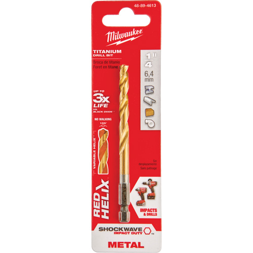 Shockwave Drill Bit, 1/4", Titanium, 2-15/32" Flute, 135° Point Toolneeds Inc.