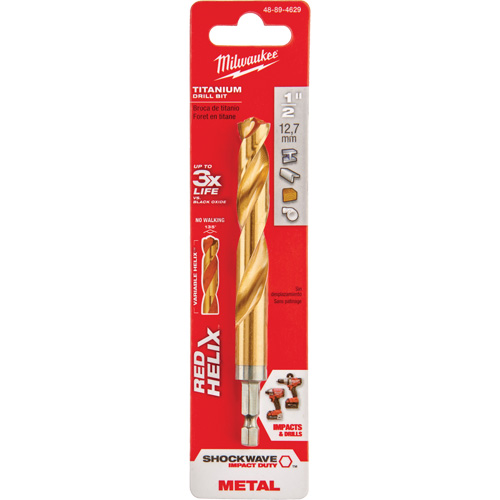 Shockwave Drill Bit, 1/2", Titanium, 3-21/64 Flute, 135° Point Toolneeds Inc.