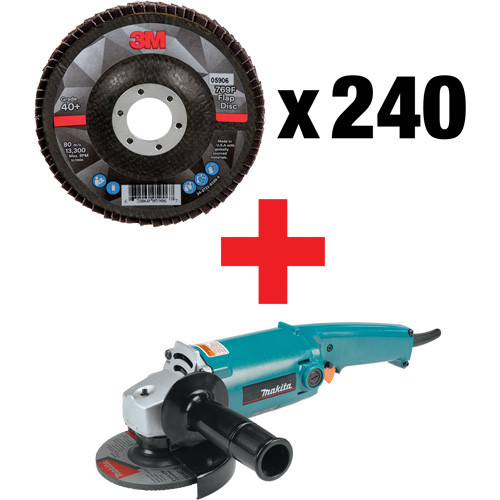 769F Flap Disc & Angle Grinder Kit, 4-1/2" x 7/8", Type 29, 40+ Grit, Ceramic Toolneeds Inc.