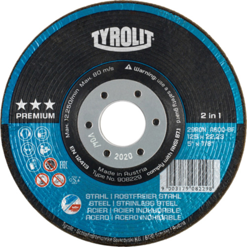 Meule &agrave; moyeu d&eacute;port&eacute; Rondeller, 4-1/2", 36 Grain, 7/8", 13 300 Tr/min, Type 29 Toolneeds Inc.