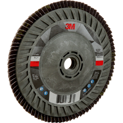 Disque &agrave; lamelles &agrave; changement rapide 769F, 5" x 5/8"-11, Type 27, Grain 80+, C&eacute;ramique Toolneeds Inc.
