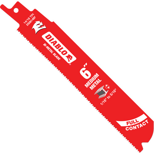 Lame de scie alternative de s&eacute;rie moyenne pour le m&eacute;tal, Bim&eacute;tal, 14-18 Dents par pouce, 6" lo x 1" la Toolneeds Inc.