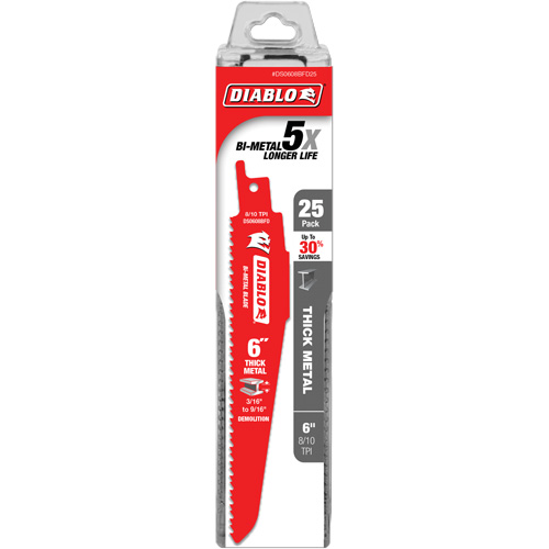 Reciprocating Blade for Thick Metal/Demolition, Bi-Metal, 8-10 TPI, 6" L Toolneeds Inc.