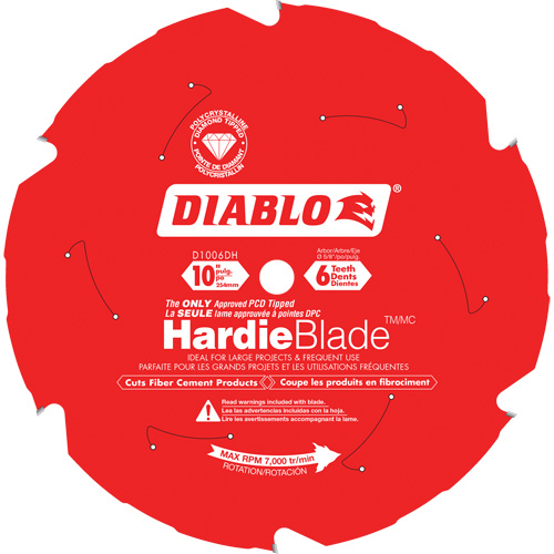 Lame de scie &agrave; d&eacute;couper HardieBlade, 10", 6 dents, Pour B&eacute;ton de fibre Toolneeds Inc.