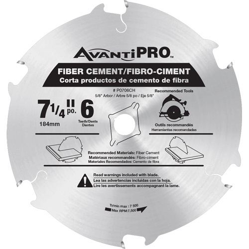 Lame de scie AvantiPro, 7-1/4", 6 dents, Pour B&eacute;ton de fibre Toolneeds Inc.