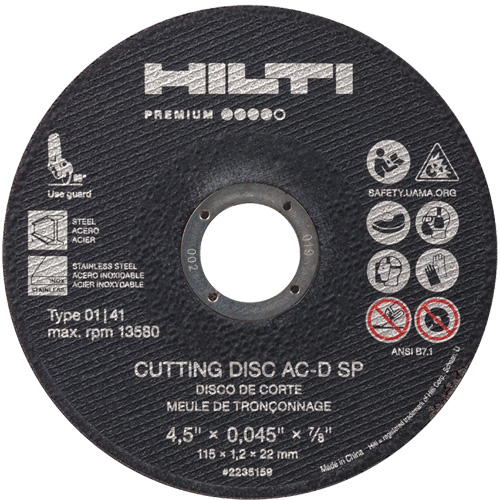 AC-D SP Cut-Off Wheel, 4-1/2" x 0.045", 7/8" Arbor, Type 1, 13580 RPM Toolneeds Inc.