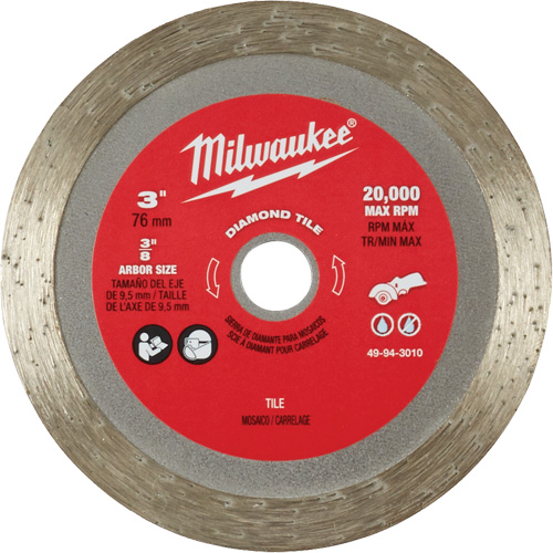 Tile Blade, 3" x 3/8" Arbor, Diamond, 20000 RPM Toolneeds Inc.