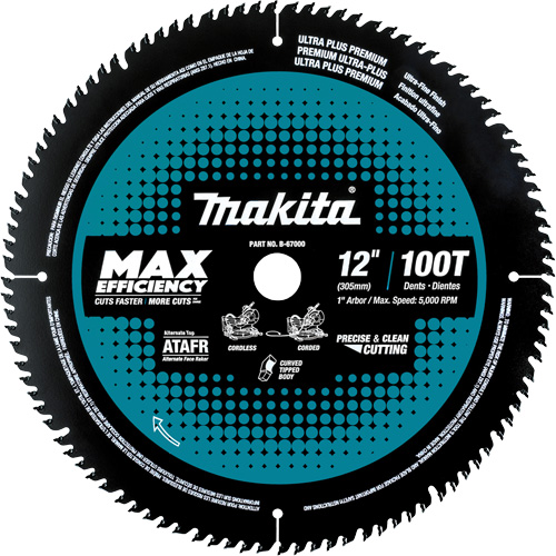 Max-Efficiency Blades Ideal For Cordless Mitre Saw, 12", 100 Teeth, Finishing Use Toolneeds Inc.