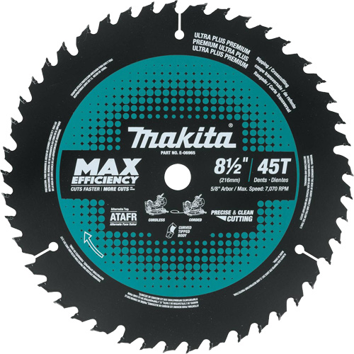 Lame de scie &agrave; onglets &agrave; rendement maximal avec embout carbure, 8-1/2", 45 dents, Pour Bois Toolneeds Inc.