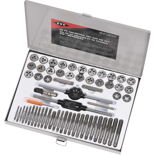 ITD-60C Jeu de tarauds et fili&egrave;res en alliage SAE/m&eacute;trique, 60 Morcea Toolneeds Inc.
