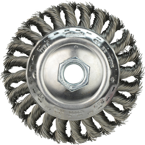 Brosse &agrave; fils nou&eacute;s biseaut&eacute;e, 4" dia., Fils 0,023", Arbre 5/8"-11 Toolneeds Inc.