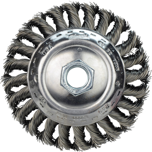 Disque m&eacute;tallique &agrave; fils torsad&eacute;s, Dia. 4", Fils 0,02", Arbre 5/8"-11, Acier au carbone Toolneeds Inc.