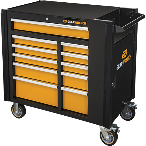 Powered Tool Cart, 11 Drawers, 42-1/2" W x 24-7/16" D x 41" H, Black/Orange Toolneeds Inc.