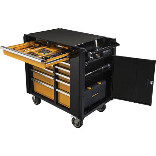 Powered Tool Cart, 11 Drawers, 42-1/2" W x 24-7/16" D x 41" H, Black/Orange Toolneeds Inc.