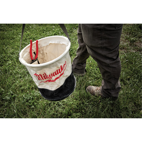 Utility Bucket, 11-4/5" L x 11-4/5" W x 14-3/5" H, Canvas, Beige/Black Toolneeds Inc.