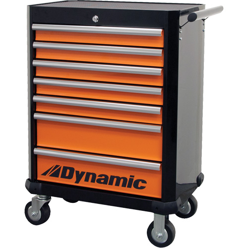 Armoire roulante, 7 tiroirs, 28" la x 18" p x 40" h, Noir/Orange Toolneeds Inc.