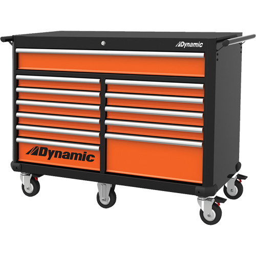 Armoire roulante, 12 tiroirs, 53" la x 24" p x 41" h, Noir/Orange Toolneeds Inc.