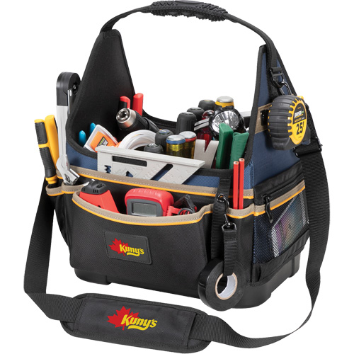Molded Base Electrical/HVAC Tool Carrier, Ballistic Polyester, 20 Pockets, Black/Blue Toolneeds Inc.