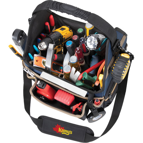 Molded Base Electrical/HVAC Tool Carrier, Ballistic Polyester, 20 Pockets, Black/Blue Toolneeds Inc.