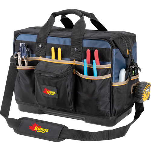 Molded Base Contractor's Closed-Top Tool Bag, Ballistic Polyester, 29 Pockets, Black/Blue Toolneeds Inc.