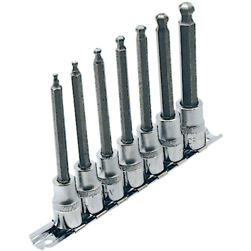 LHSW-3807 SAE 4" Long Ball Nose Socket Set, Hex Ball, 3/8" Drive, 7 Pcs Toolneeds Inc.