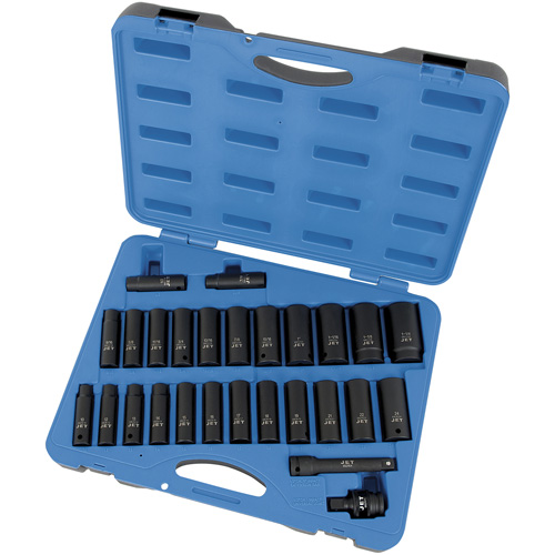 PS2712DC SAE/Metric Socket Set, 27 Pcs, Impact, 1/2" Drive Size, Deep Toolneeds Inc.