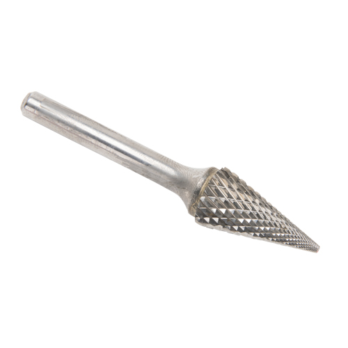 Solid Carbide Burrs - Pointed Cone Shape, SM-5, 1/2" Dia., 1/4" Shank, 22.2 mm Depth of Cut Toolneeds Inc.