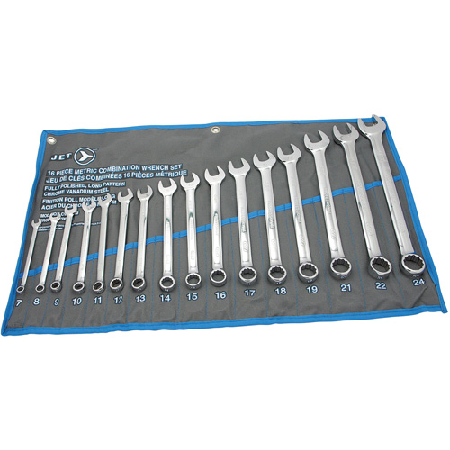 Jeux de cl&eacute;s mixtes combin&eacute;es longues enti&egrave;rement polies, Combinaison, 16 morceaux, M&eacute;trique Toolneeds Inc.