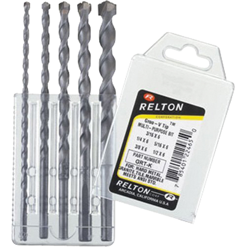 Jeux de 5 forets sp&eacute;cialis&eacute;s &agrave; usages multiples avec pointe Groo-V, 5 morceaux, Carbure Toolneeds Inc.