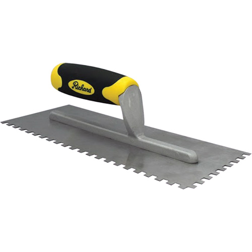 Truelles dent&eacute;es avec prise Ergo-Grip pour lapplication des adh&eacute;sifs Toolneeds Inc.