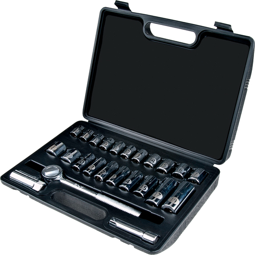 Metric Socket Set, 24 Pcs, 3/8" Drive Size, Deep Toolneeds Inc.