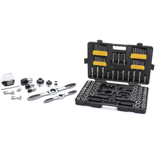 Jeu de tarauds et fili&egrave;res SAE/m&eacute;triques &agrave; rochet, 114 Morcea Toolneeds Inc.