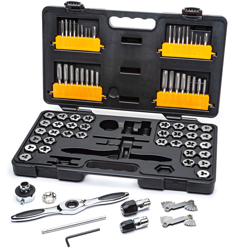 Jeu de tarauds et fili&egrave;res SAE/m&eacute;triques &agrave; rochet, 77 Morceaux Toolneeds Inc.