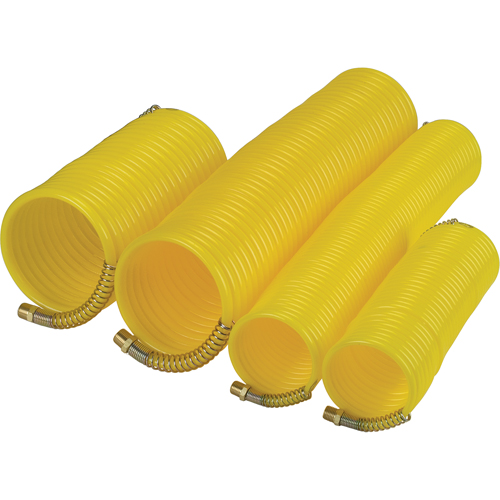 Nylon Coil Air Hose With Fittings, Air, 1/4" ID x 25' L, Nylon, 200 PSI at 23°C Toolneeds Inc.