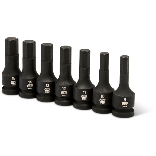 Impact Metric Bit Socket Set, Hex, 1/2" Drive, 7 Pcs Toolneeds Inc.