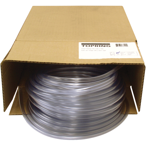 Tubing, Air/Water, 0.375" OD x 100' L, PVC, Clear, 55 PSI @ 20°C Toolneeds Inc.
