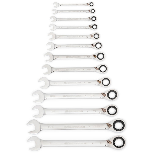 72-Tooth 12 Point Reversible Ratcheting SAE Wrench Set, Combination, 13 Pieces, Imperial Toolneeds Inc.