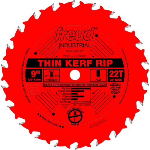 TCS Industrial Saw Blade - Rip/Crosscut Thin Kerf, 9", 22 Teeth, Wood Use Toolneeds Inc.